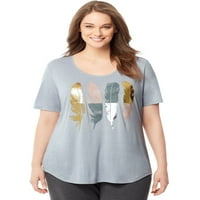 Ženska majica s okruglim vratom s printom Plus