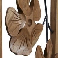 Decmode smeđa tikovina drva ručno izrađena rezbareni cvjetni zidni dekor s metalnom žicom