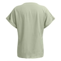 Proljetno-ljetna Nova jednobojna široka košulja s izrezom u obliku slova u i kratkim rukavima ležerna široka majica čipkasti gornji