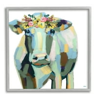Stupell Industries Abstract Patchwork Dairy Cow Chic Cvjetna kruna, 17, dizajn Shelby Dillon