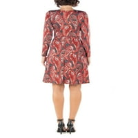 Udomna odjeća Ženski paisley print Dugi rukavac Linija haljina s remenom