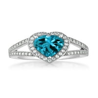 Kraljevski srebrni prsten od plavog topaza i bijelog moissanita za žene