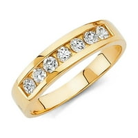 Prsten od žutog zlata s okruglim kubičnim cirkonijem od 14 inča muški vjenčani prsten za godišnjicu veličine 10