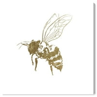 Wynwood Studio Animals Wall Art Canvas Otisak 'Kraljevska pčela' Insekti - zlato, bijelo