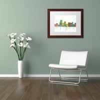 Zaštitni znak likovna umjetnost Parsippany New Jersey Skyline Canvas Art by Marlene Watson, White Matte, Wood Frame