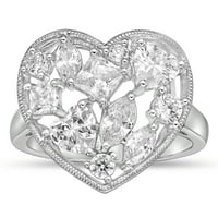 Sterling Silver Srce simuliran dijamantni miješani oblici Raspršili gornji prsten