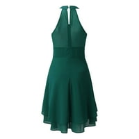 Plus size haljine u donjem rublju, Ženska ljetna ležerna jednobojna šifonska haljina A kroja s dekolteom čamca i gumbima, Zelena