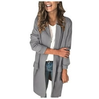 Džepni kaput ležerni jednobojni kaput dugih rukava labavi uredski kaput sakoi s reverima za žene službeno uredsko odijelo