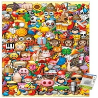 Emoji-zidni plakat s kolažom s više znakova s gumbima, 22.375 34