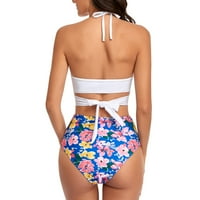 Bikini setovi s križnim vezicama s visokim strukom kupaći kostim s cvjetnim printom dva ženska kupaća kostima