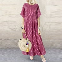 Mini haljine za žene Plus size modna ženska ležerna haljina s okruglim vratom s cvjetnim printom kratkih rukava s točkicama