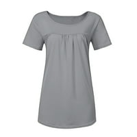 Ženske majice s kratkim rukavima Plus Size Rasprodaje modne ženske ljetne bluze s okruglim vratom u punoj boji široke majice kratkih