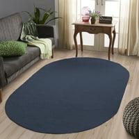 5' 8' jednobojni ovalni pleteni tepih za unutarnju i vanjsku upotrebu, Traper plava