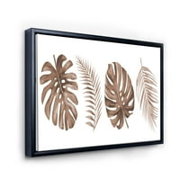 DesignArt 'Tropska palma i monstera list u terakoti' tradicionalno uokvireno platno zidne umjetničke tisak