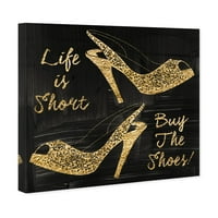 Wynwood Studio Fashion and Glam Wall Art Canvas Otisci Kupite cipele - zlato, crno