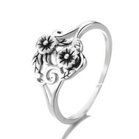 Ručno izrađeni podesivi prsten od divljeg cvijeta od srebra