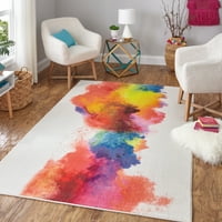 Mohawk Home prizmatična akvarel Rainbow Suvremeni Sažetak precizno tiskana prostirka, 5'x8 ', krema i naranča