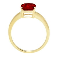 Crveni prirodni granat asssher od 2,0 karata od žutog zlata od 14 karata, vjenčani prsten za godišnjicu, veličina 3,75