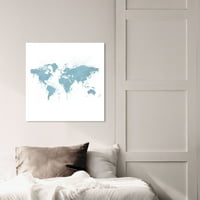 Karte avenije i zastave Runway Avenue Wall Art Canvas Otisci 'Mapamundi Aqua' World Maps - Plava, bijela