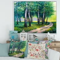 DesignArt 'Ljetna šumska staza breze jezera jezero uokvirena platno zidna umjetnička tiska