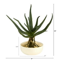 Gotovo prirodno 12in. Aloe sočna umjetna biljka u zlatu i krem ​​elegantnom sadnicu