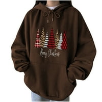 Smiješni Božićni džemperi za žene, trendi seksi leopard džemperi s printom božićnog drvca, puloveri s dugim rukavima, dukserice s