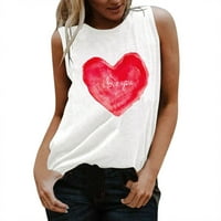 Ženska majica s printom srca i ljubavi za Valentinovo Majica Bez rukava s okruglim vratom prsluk majica bluza casual naramenice