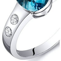 1. Prsten za pasijans od plavog topaza ovalnog oblika od srebra 925