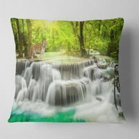 Dizajn Erawan vodopad u Kanchanaburi - jastuk za bacanje fotografije - 18x18