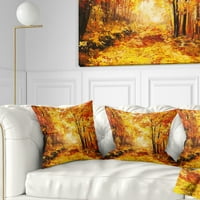 Jedinstvena žuta jesenska šuma - pejzažni tiskani jastuk za bacanje - 18x18