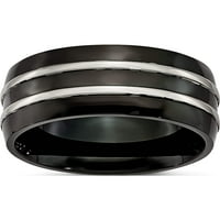 Titanium žljebljeni crni prsten presvučen, mat i poliran, proizveden u Kini 9310-13