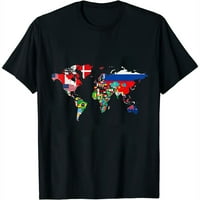 Majica s međunarodnim svjetskim zastavama, karta svijeta s dječjim zastavama, majica