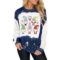Ženske božićne majice, zimske majice dugih rukava, Klasični svečani casual puloveri s grafičkim printom, majice s kapuljačom