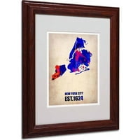 Zaštitni znak mumbo njujorška akvarelna Karta umjetnost u matiranom okviru od mumbo, drveni okvir