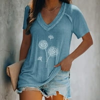Ženski vrhovi s izrezom u obliku slova u, modni pulover S printom, ležerna majica S kratkim rukavima u obliku slova U, u obliku slova