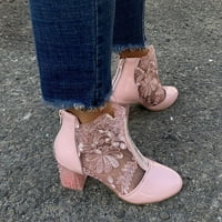 A / jesenska rasprodaja ženske prozračne čizme modne otvorene čipkaste cipele s visokim zdepastim potpeticama