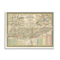 Stupell Industries Historic Tennessee Tourist Map Vintage američka državna kartografija, 16, dizajn Daphne Polselli