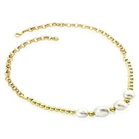 Slatkovodna biserna zlatna ogrlica od nehrđajućeg čelika Rolo
