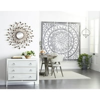 Dekodirajte ručno izrađeni zidni dekor kao ručno izrađenu cvjetnu mandalu od ebanovine sa zrcalnim stražnjim okvirom