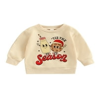 Jesenski Božićni pulover za djevojčice i dječake s printom slova dugih rukava široka majica jesenska odjeća