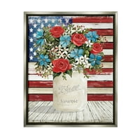 Stupell americana zastava svečana buket botanički i cvjetni slikanje sivi floater uokviren umjetnički print zid umjetnost