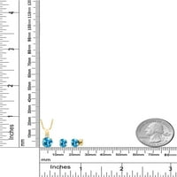 Kralj dragulja 3-karatni ovalni Švicarski plavi topaz 18-karatni žuti zlatni set srebrnih privjesaka za naušnice