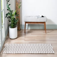 Jedinstveni tkalački stan s prugastim tepihom od tamno sive Bjelokosti 2' 2 6' 1 tradicionalno ravno prugasto platno s teksturiranom