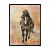 Designart 'Apstraktni portret prekrasnog kestena konja II' Farmhouse uokvirena platna zidna umjetnička tiska
