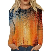 Novi dolasci majica dugih rukava za žene labavi casual pulover ženski grafički Print Okrugli vrat ženski narančasti vrhovi dugih