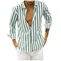 Muška košulja s okomitim prugama, lagana prozračna ležerna modna ugradbena proljetna jesenska bluza s izrezom u obliku slova U i