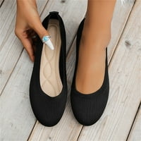 Ženske modne jednobojne prozračne pletene ravne cipele s okruglim nožnim prstima udobne Ležerne pojedinačne cipele