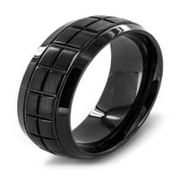Obalni nakit od nehrđajućeg čelika crni obloženi dvostruki obrubljeni prsten
