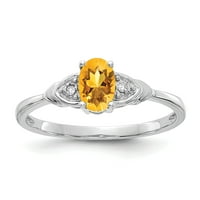 Prsten od bijelog zlata s citrinom i dijamantom od netaknutog karatnog zlata