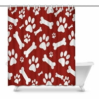 crvene životinjske šape i kosti zavjesa za tuširanje u kupaonici